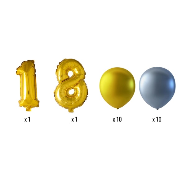 Balloner Latex Foil Mix Jubilæum 18 år - Store, glitrende balloner til jubilæumsfesten - Fødselsdag Multicolor