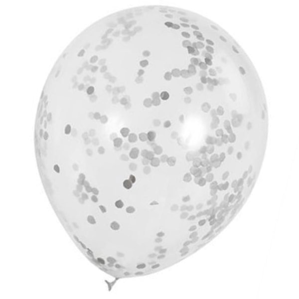Ferdigfylte konfettiballonger med sølvkonfetti til fest- og feriedekorasjoner - Heliumballonger for konfirmasjons-, midtsommer- og bursdagsfest Silver