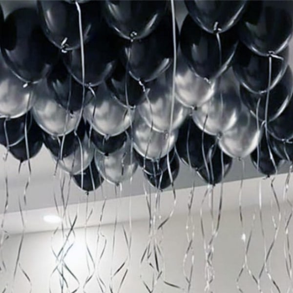 Loftballoner - balloner til taget, babyshower nytår sølv sort 1 sæt Multicolor
