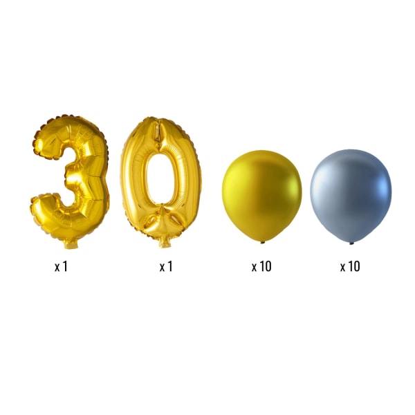Ballonger 30 år Bursdag Jubileumsfolie Latex Gull Sølv 1 sett Multicolor