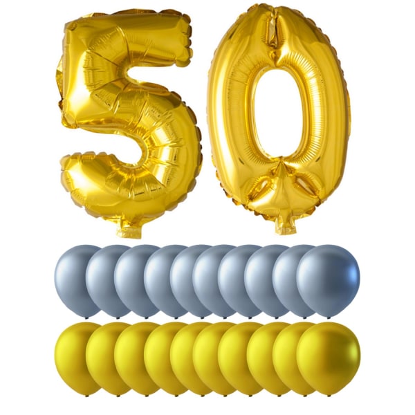 Ballonger 50 år Födelsedag Jubileum Folie Latex Guld Silver 1 Set multifärg