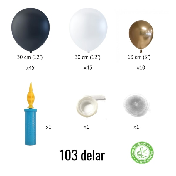 Sassier Ballongbåge komplett set inklusive ballongpump 103 delar multifärg