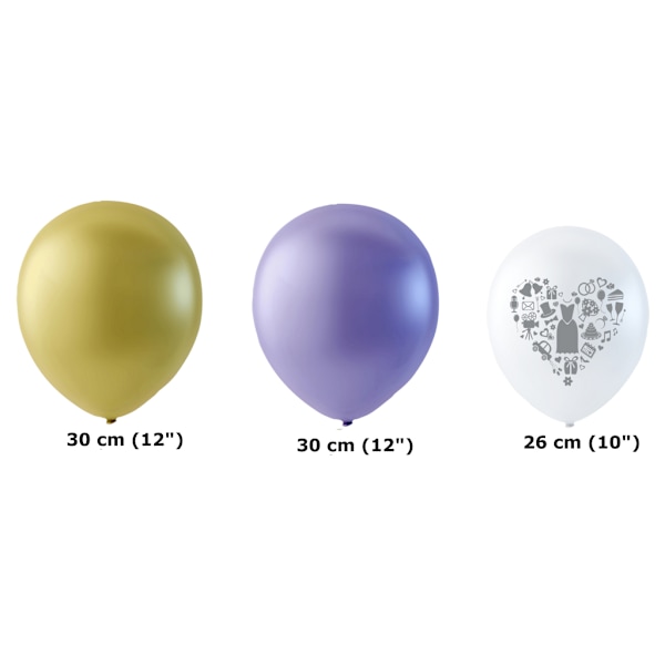 Sassier - Hääkoristeluilmapallot helmenvalkoinen, violetti ja Multicolor