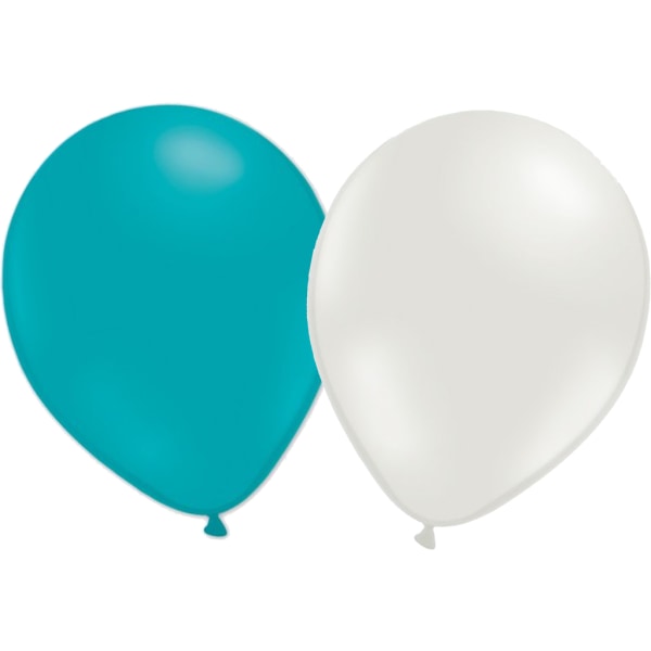 12 blandede lateksballonger 12" (30 cm) - turkis og hvit Multicolor