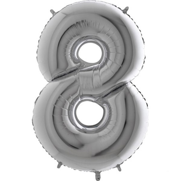 Ballong siffror 0-9 i silver - STORA 102 cm (40") Silver 8