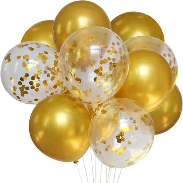 Ballonger Konfetti Fest Födelsedag Nyår - Vackra Hållbara Metalliska Guldballonger & Guldkonfettiballonger Guld
