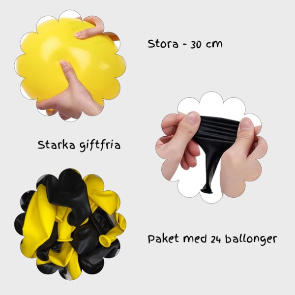 Gula Svarta Ballonger - Ballong Gul Svart Premiumkvalitet, Hållbar, Stark, Långvarig, Festballonger, Bröllopsfester multifärg