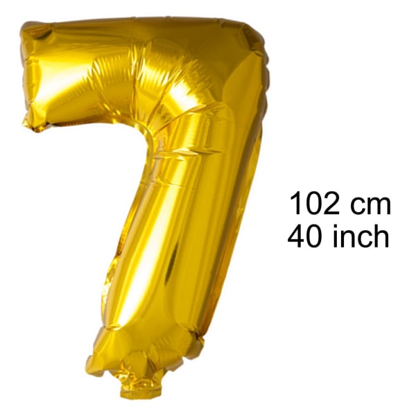 Guld Nummerballong siffra - Stor Sifferballong för Födelsedagsfest, Bröllop, Baby Shower och Jubileumsfirande Gold 7