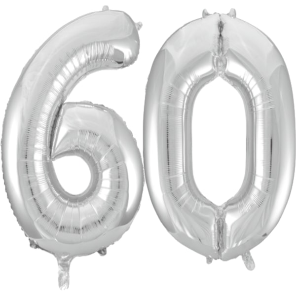 Store Sølvfolieballoner til 16. til 60. fødselsdag Silver 60