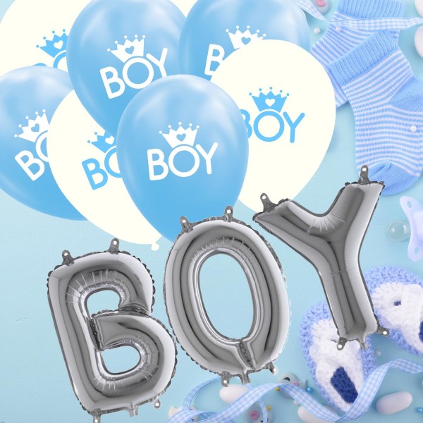 Ballong Boy Folieballonger Latexballonger Babyshower Födelsedag Blå