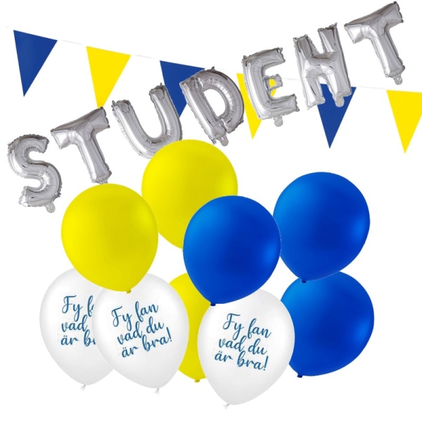 Studentfest Dekorationspaket - Ballonger och Girlanger Ultimat Studentdekorations Kit