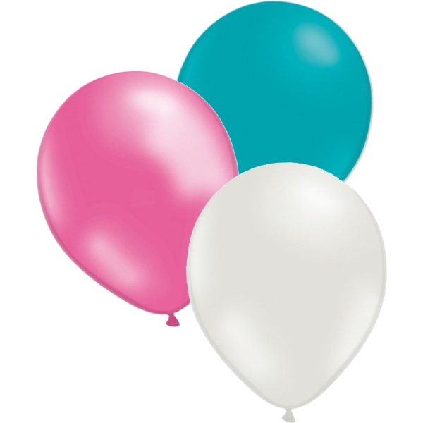 Ballonger 24-pack 3 färger turkos, vit och rosa multifärg