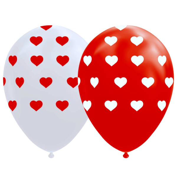 Röda och Vita Ballonger med Hjärtan - 8-pack, Perfekt för Alla Hjärtans Dag, Barnkalas, Födelsedagar och Romantiska Tillfällen - Klassiska Ballonger multifärg