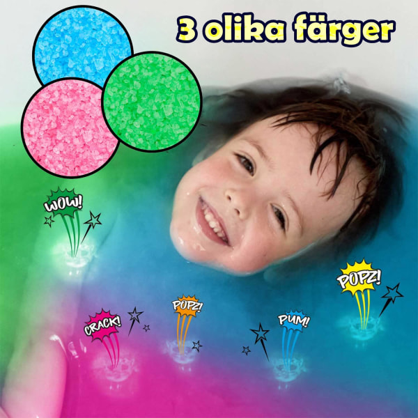 Badesalt Badetilsetning Barn Fargerike - Magiske, velduftende badesalter for barn Popz 3-pakning Multicolor