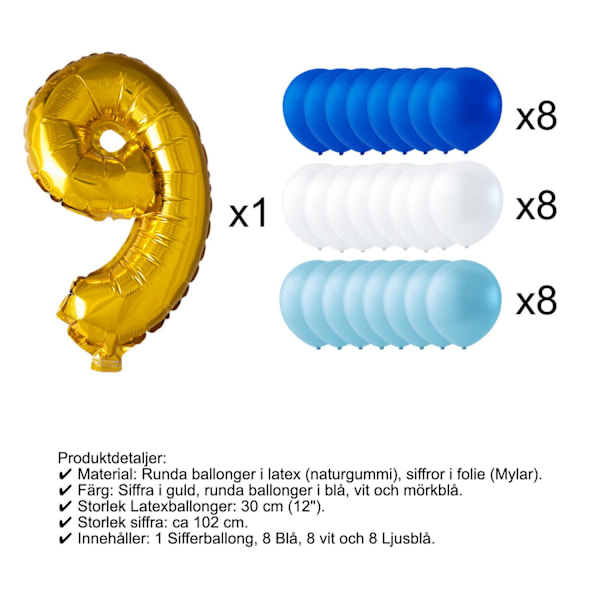 Balloner fødselsdag talballon & latex balloner MultiColor 9