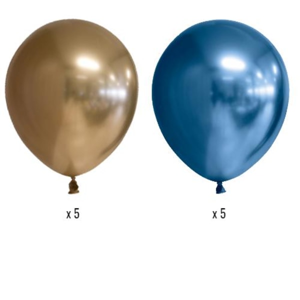 Balloner Forkromet mix Guld og Blå 10 -pak Multicolor