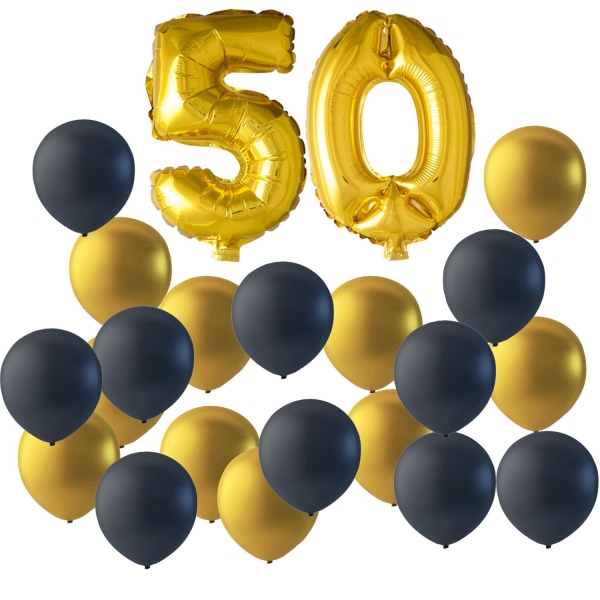 Balloner fødselsdag mix 50 år guld / sort Multicolor