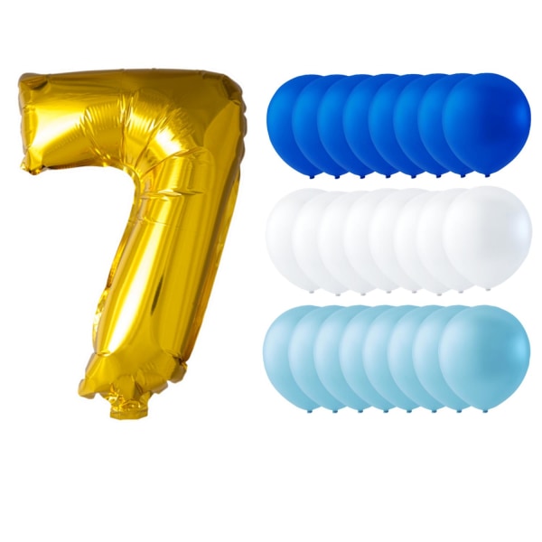 Ballonger bursdagsmiks barneselskap nummer + blå/hvit/mørkeblå 24p MultiColor 7