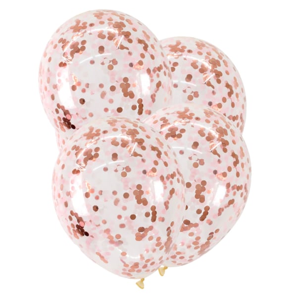 Rosaguld konfettiballoner – festlig ballondekoration til børnefester, fødselsdage og helligdage – Glitterkonfetti, luksuriøs stemning Pink gold