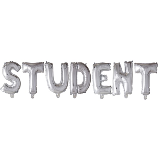 Ballonger 'STUDENT' Dekoration Set - Silver Folie Ballonger, Examen, Studentmottagning, Pynt, Studentfest, Studenten och Utspring Silver