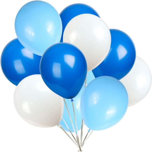 Ballonger 3 farger 24-pakning Lyseblå, Hvit og Blå 30 cm Multicolor