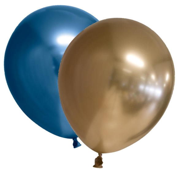 Ballonger Chrome Mirror Reflex - Gull og Blå 10-pakning Multicolor
