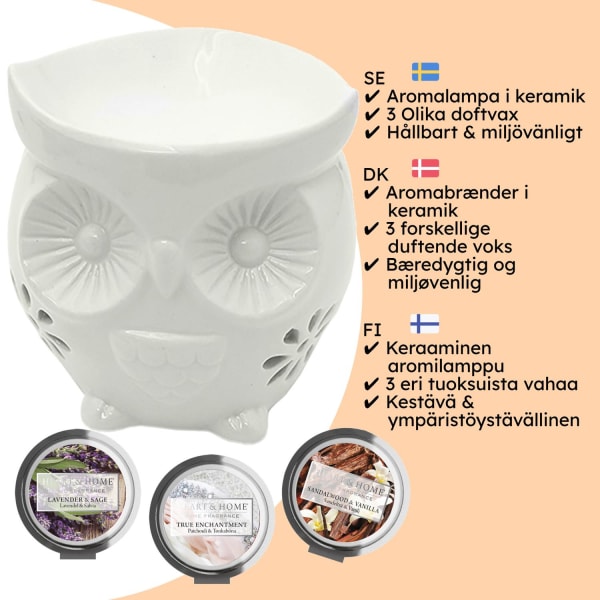 Aromabrænder I Keramik Pakke Med 3 Forskellige Duftvoks White