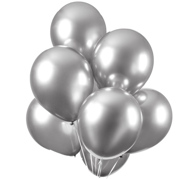 10 stk Krom Sølv Latex Balloner - 30 cm / 12" Silver chrome
