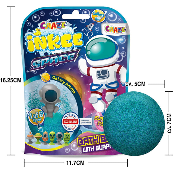 Badebomber Inkee Space Surprise med duft og leketøy 2-pakning Blue