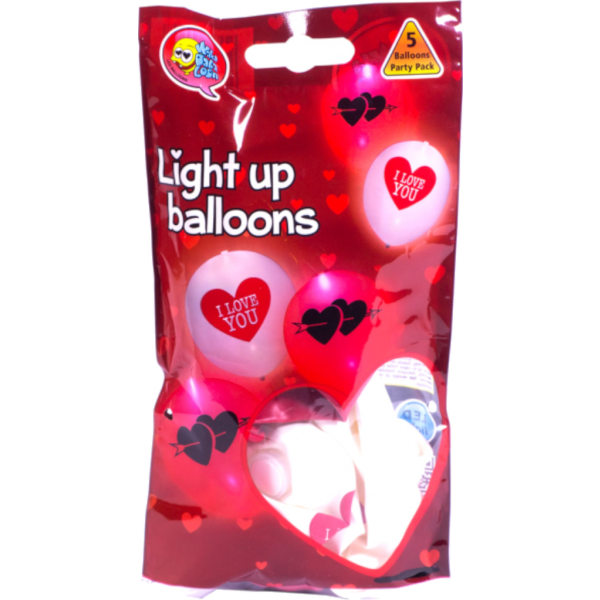 LED ilmapallot - I LOVE YOU, Punainen ja valkoinen - 25 cm (10") Multicolor