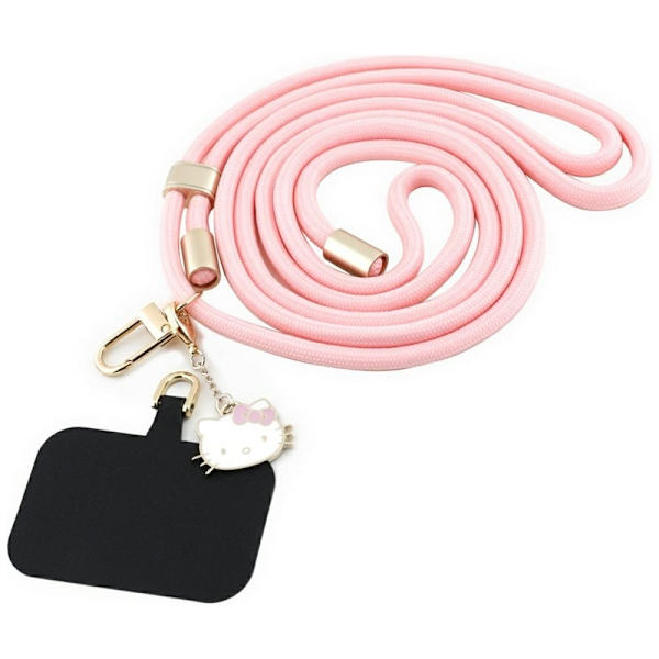 Hello Kitty Patch & Kitty Head Charm - Universal Phone Strap / Lanyard (Pink)