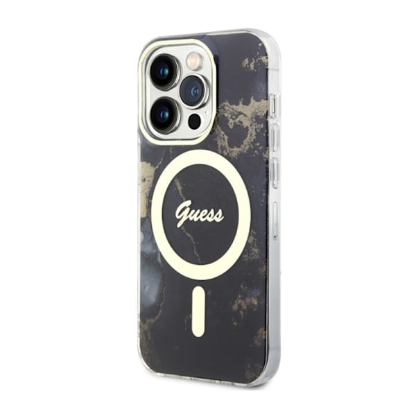 Guess Golden Marble MagSafe - Case for iPhone 14 Pro (Black)