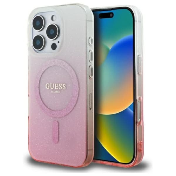 Guess IML Glitter Gradient MagSafe - Case for iPhone 16 Pro Max (Pink)
