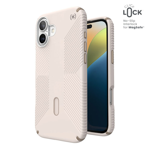 Speck Presidio2 Grip ClickLock & MagSafe - Case for iPhone 16 Plus (Bleached Bone / Heirloom Gold / Hazel Brown)