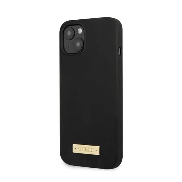 Guess Silicone Logo Plate MagSafe - Case for iPhone 13 Mini (Black)