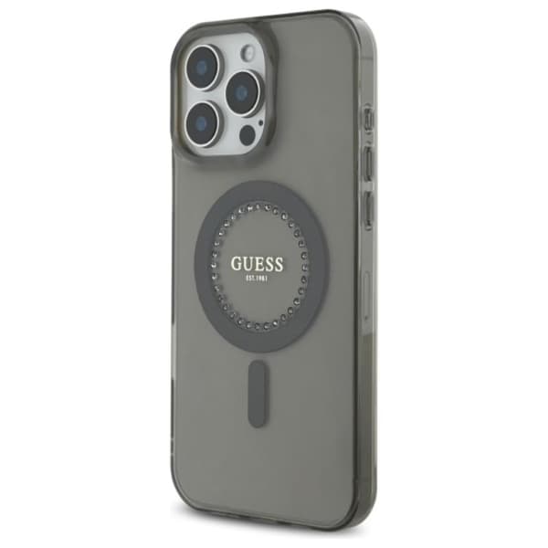 Guess IML Rhinestones MagSafe - Case for iPhone 16 Pro Max (Black)