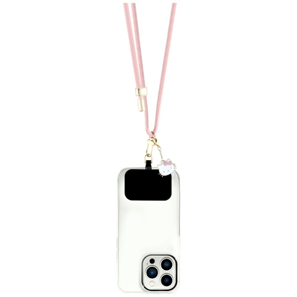 Hello Kitty Patch & Kitty Head Charm - Universal Phone Strap / Lanyard (Pink)
