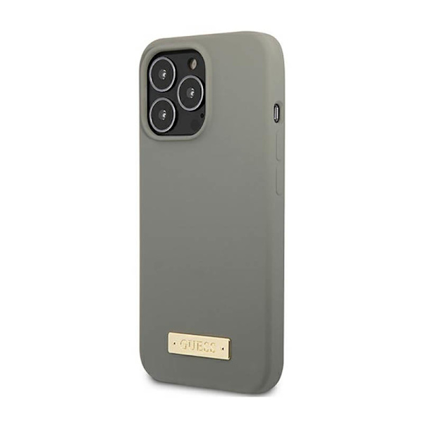 Guess Silicone Logo Plate MagSafe - Case for iPhone 13 Pro (Grey)