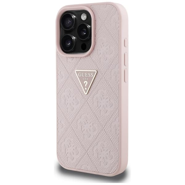 Guess Hot Stamp 4G Pattern Triangle Metal Logo - Case for iPhone 16 Pro Max (pink)