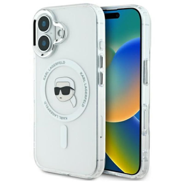 Karl Lagerfeld IML Metal Karl Head MagSafe - Case for iPhone 16 Plus (white)