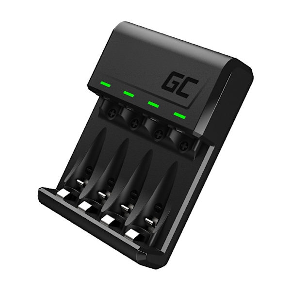 Green Cell GC VitalCharger Ni-MH AA and AAA battery charger with Micro USB and USB-C port Svart