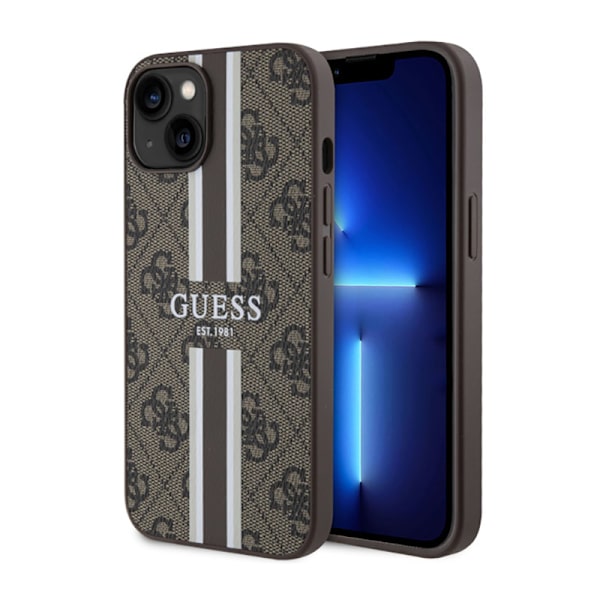 Guess 4G Printed Stripes MagSafe - Case for iPhone 14 Plus (Brown)