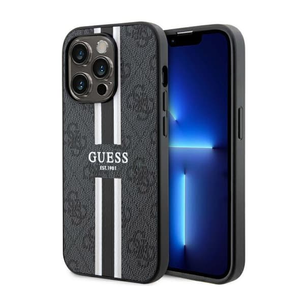 Guess 4G Printed Stripes MagSafe - Case for iPhone 14 Pro Max (Black)