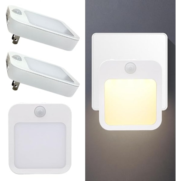 2 st Plug-in LED Nattlampa med Rörelsesensor Varm