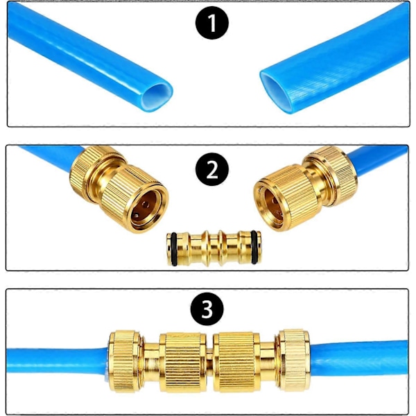 Pakke messing haveslangefittings til haveslangehane (dobbelt messingkobling)