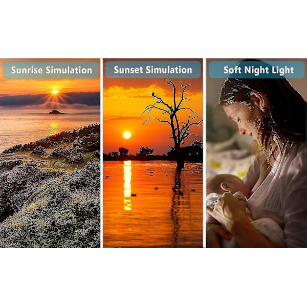 Sunrise Vekkerklokke, Egnet for Barn, Tungsovere, Soverom, Sunrise Simulering, Søvnhjelp, Dobbel Vekkerklokke, FM-radio, Snooze, Nattlys, D