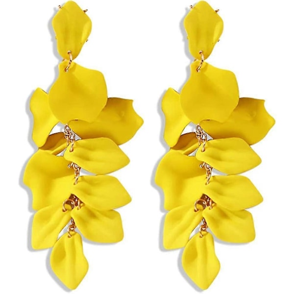 (Gul) Akryl Rosblad Örhängen Hängande Överdrivna Blomörhängen Droppar Florala Tofsörhängen Yellow