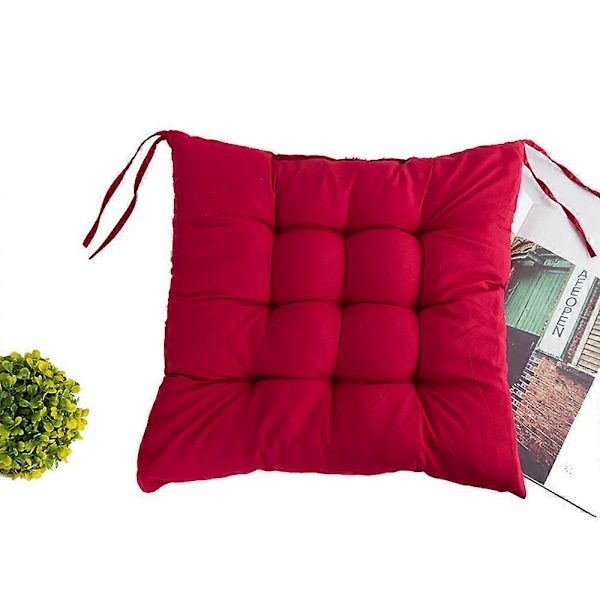 Set med 4 st stolsdynor röda (40x40x6 cm) - sittdynor för trädgårdsstolar, köks- eller matrumsstolar - bekväma