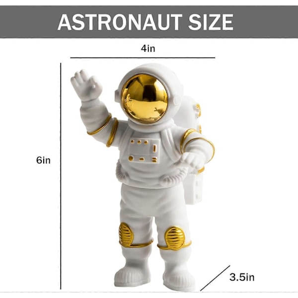 Guld Astronaut Figur Rymdtema Sovrumsinredning Hantverkspresent 15 cm hög