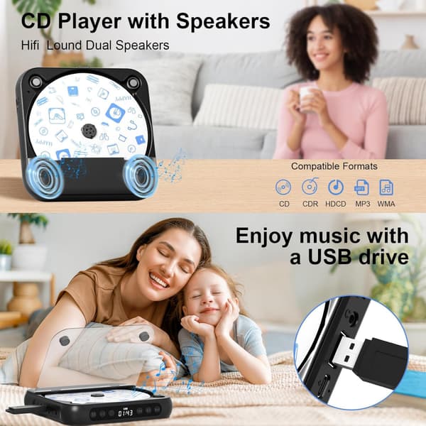 KC-918 CD-spiller med LCD-skjerm Bærbar Bluetooth-høyttaler Lydrepeater for hjemmebil